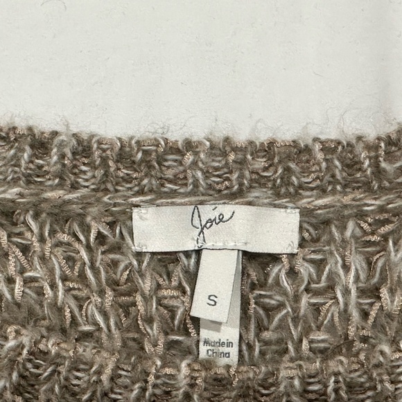 Joie Tan Alessa Sweater Loose Knit Crew Neck Brown Small Quiet Luxury Boho Chic - Picture 6 of 10